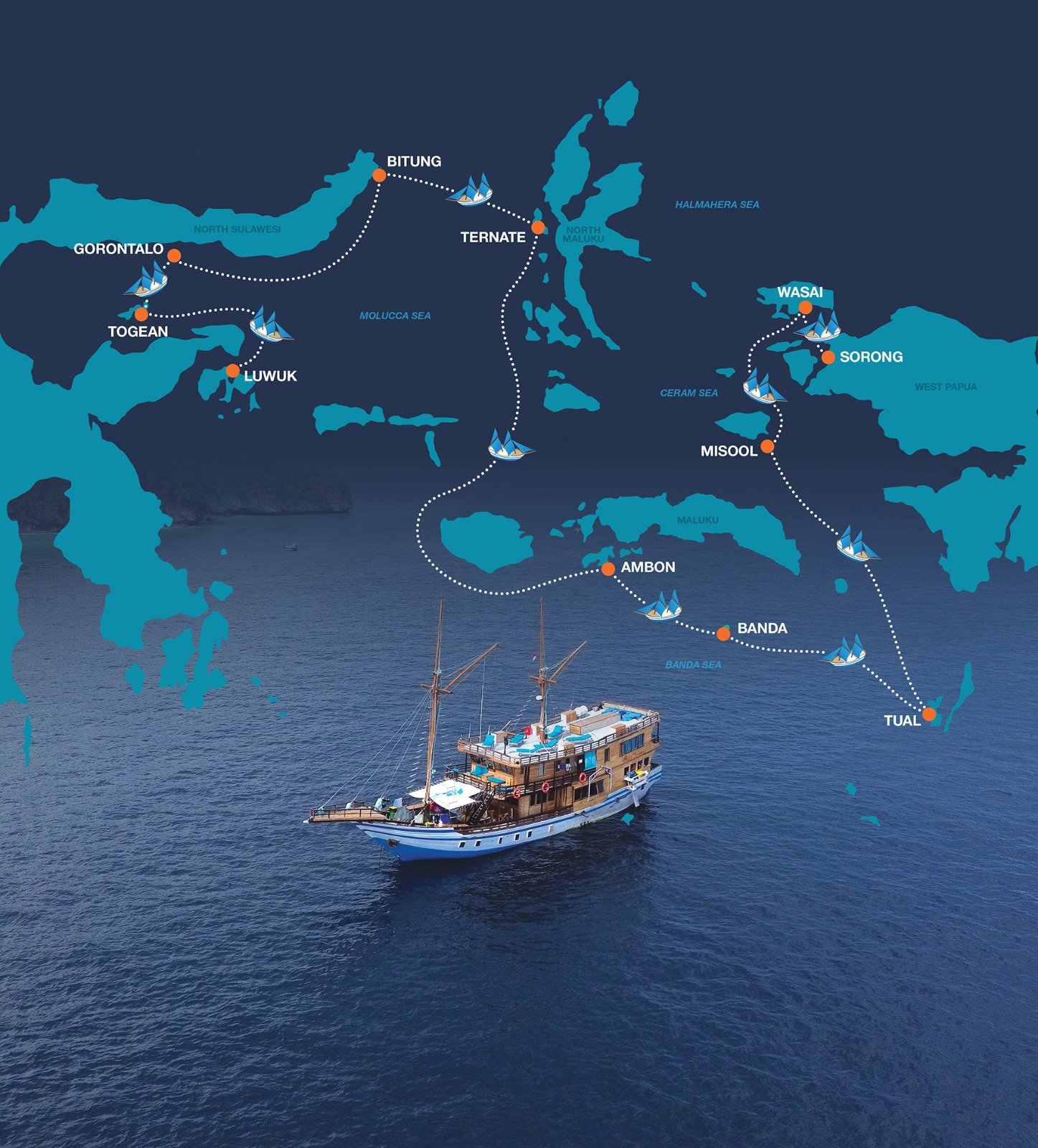 route-map Blue Dream Phinisi Liveaboard - Indonesia
